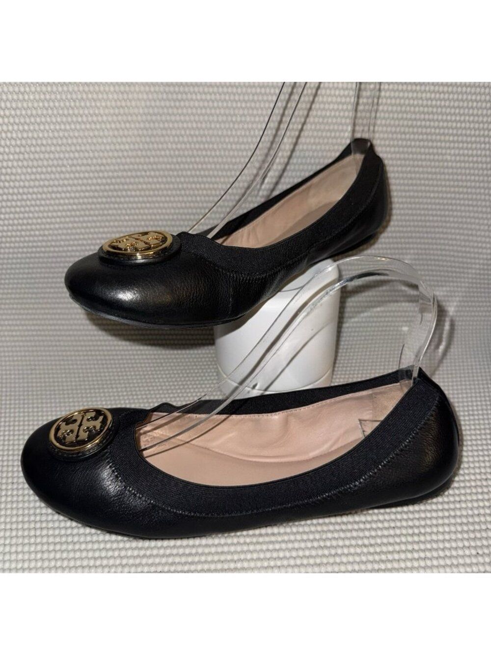 Tory Burch Caroline Black Leather Ballet Designer Flats Shoes Women’s Size 7M